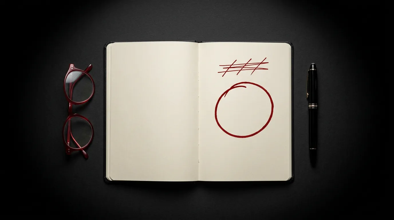 A black notebook with one red circle: one message